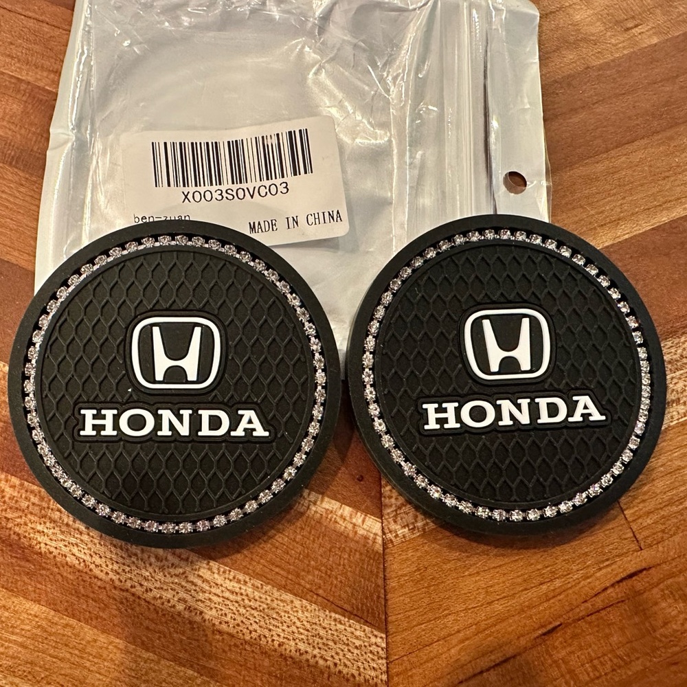 Honda NWT 2 pack bling car cup holder coasters non slip grip bottom